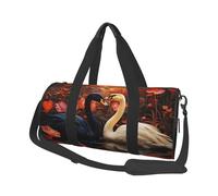 Mexpekil Sac de sport pliable - Sac de voyage - Sac de voyage étanche - Sac de sport - Sac de danse - Sac de week-end - Sac de nuit, Fleur de cygne noire et blanche, Taille unique