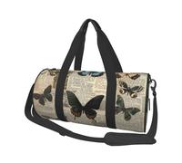 Mexpekil Sac de sport pliable - Sac de voyage - Sac de voyage étanche - Sac de sport - Sac de danse - Sac de week-end - Sac de nuit, Papillon, journal vintage, Taille unique