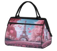 Mexpekil Sac de sport rose Paris Tour Eiffel Arbres Sac fourre-tout de voyage imperméable pour homme et femme Camping Danse Yoga Football Natation