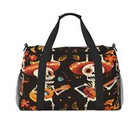 Mexpekil Sac de voyage Day of The Dead Sugar Skull Musicien Sac fourre-tout pour homme et femme Sac fourre-tout léger avec bandoulière, multicolore, Taille unique, Sac de voyage