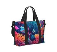 Mexpekil Sac de voyage étanche Grand sac de sport week-end nuit bagage à main sac de transport pour avion, poisson corail sous-marin fluo, Taille unique