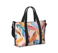 Mexpekil Sac de voyage imperméable - Grand sac de sport - Week-end - Nuitée - Bagage à main - Sac de transport pour avion - Plumes colorées - Taille unique, Plumes colorées, Taille unique