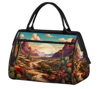 Mexpekil Sac de voyage imperméable pour la gym, le w nd, le w nd, grand sac fourre-tout pour femmes, hommes, enfants, Paysage de cactus du désert