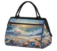 Mexpekil Sac de voyage imperméable pour la gym, le week-end, le week-end, grand sac fourre-tout pour femmes, hommes, enfants, Pearl Shell Beach