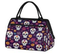 Mexpekil Sac de voyage imperméable pour la gym, le w nd, le w nd, grand sac fourre-tout pour femmes, hommes, enfants, Crânes mexicains floraux