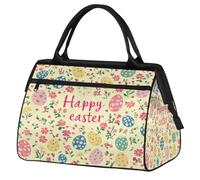 Mexpekil Sac de voyage imperméable pour la gym, le week-end, le week-end, grand sac fourre-tout pour femmes, hommes, enfants, Œufs floraux Happy Easter