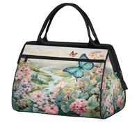 Mexpekil Sac de voyage imperméable pour la gym, le week-end, le week-end, grand sac fourre-tout pour femmes, hommes, enfants, Fleur de rivière pittoresque