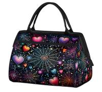 Mexpekil Sac de voyage imperméable pour la gym, le w nd, le w nd, grand sac fourre-tout pour femmes, hommes, enfants, Galaxy Neon Heart