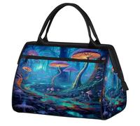 Mexpekil Sac de voyage imperméable pour la gym, le week-end, le week-end, grand sac fourre-tout pour femmes, hommes, enfants, Forêt de champignons Magic Art