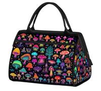 Mexpekil Sac de voyage imperméable pour la gym, le week-end, le week-end, grand sac fourre-tout pour femmes, hommes, enfants, Champignons néons violets