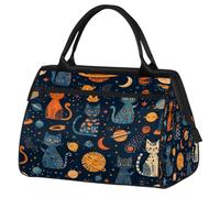 Mexpekil Sac de voyage imperméable pour la gym, le w nd, le w nd, grand sac fourre-tout pour femmes, hommes, enfants, Boho Cat Moon Space