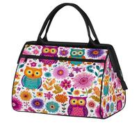 Mexpekil Sac de voyage imperméable pour la gym, le w nd, le w nd, grand sac fourre-tout pour femmes, hommes, enfants, Fleurs Hiboux Rose vif