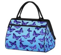Mexpekil Sac de voyage imperméable pour la gym, le w nd, le w nd, grand sac fourre-tout pour femmes, hommes, enfants, Papillons bleus.