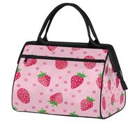 Mexpekil Sac de voyage imperméable pour la gym, le w nd, le w nd, grand sac fourre-tout pour femmes, hommes, enfants, Fraise à pois roses