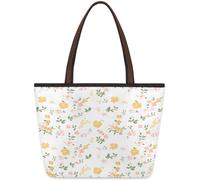 Mexpekil Sac fourre-tout réutilisable pour femme, fragments floraux jaunes de grande capacité, joli sac à bandoulière pour le shopping, les courses, le travail, le livre, Fragments floraux jaunes