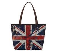 Mexpekil Sac fourre-tout réutilisable pour femme, motif drapeau Union Jack rétro, grande capacité, joli sac à bandoulière pour le shopping, les courses, le travail, le livre, Drapeaux rétro Union Jack