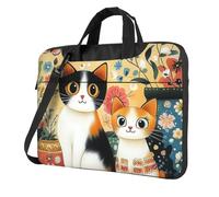 Mexpekil Sac pour ordinateur portable pour homme et femme avec bandoulière, Charmants chats floraux bohèmes, 15.6 Inch