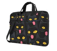 Mexpekil Sac pour ordinateur portable pour homme et femme avec bandoulière, Chats noirs Yeux jaunes, 13 Inch
