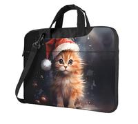 Mexpekil Sac pour ordinateur portable pour homme et femme avec bandoulière, Chats portant des chapeaux de Noël, 13 Inch