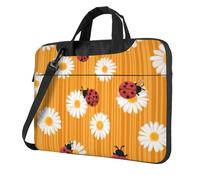Mexpekil Sac pour ordinateur portable pour homme et femme avec bandoulière, Coccinelles Daisy Yellow Lines, 15.6 Inch