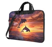 Mexpekil Sac pour ordinateur portable pour homme et femme avec bandoulière, Dauphins, 15.6 Inch