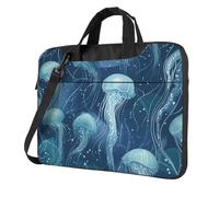 Mexpekil Sac pour ordinateur portable pour homme et femme avec bandoulière, Méduse bleue, 15.6 Inch