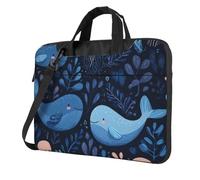 Mexpekil Sac pour ordinateur portable pour homme et femme avec bandoulière, Méduse mignonne baleine bleue, 15.6 Inch