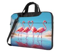 Mexpekil Sac pour ordinateur portable pour homme et femme avec bandoulière, Pink Flamingos Lake, 15.6 Inch