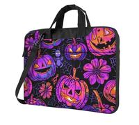 Mexpekil Sac pour ordinateur portable pour homme et femme avec bandoulière, Toile d'araignée citrouille fluo, 15.6 Inch