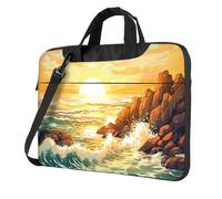 Mexpekil Sac pour ordinateur portable pour homme et femme avec bandoulière, Vagues du coucher du, 15.6 Inch