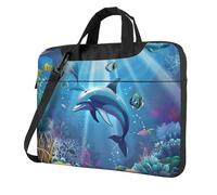 Mexpekil Sacoche étanche pour ordinateur portable avec sangle amovible pour homme et femme, Animaux dauphins de l'océan, 13 Inch