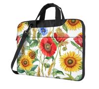 Mexpekil Sacoche étanche pour ordinateur portable avec sangle amovible pour homme et femme, Fleur de coquelicot tournesol, 15.6 Inch