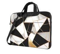 Mexpekil Sacoche étanche pour ordinateur portable avec sangle amovible pour homme et femme, Ligne dorée à carreaux géométriques, 14 Inch