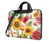 Mexpekil Sacoche étanche pour ordinateur portable avec sangle amovible pour homme et femme, Tournesol d'été coquelicot, 13 Inch