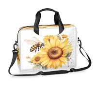 Mexpekil Sacoche pour ordinateur portable de 13 à 16" Motif aquarelle abeilles tournesol