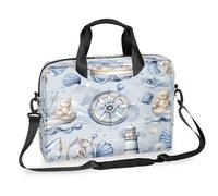Mexpekil Sacoche pour ordinateur portable de 13 à 16 pouces avec motif aquarelle et boussole de mer, coquillages, phare, sacoche pour ordinateur portable de 13 à 16 pouces pour homme et femme