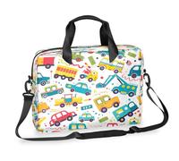Mexpekil Sacoche pour ordinateur portable de 13 à 16 pouces Motif camion et voitures de dessin animé