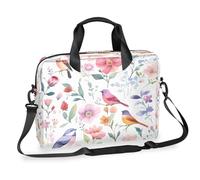 Mexpekil Sacoche pour ordinateur portable de 13 à 16 pouces Motif floral aquarelle oiseaux