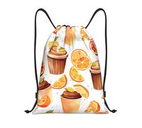 Mexpekil Sacs en papier orange avec cordon de serrage pour petits sacs de natation étanches, Imprimé cupcake en papier orange, M, Minimaliste