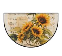 Mexpekil Song Tapis de porte en forme de tournesol pour intérieur et extérieur - Antidérapant - Lavable - Absorbant - Attrape la saleté - Demi-rond - 100 x 160 cm