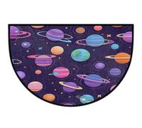 Mexpekil Space Planet Paillasson antidérapant lavable en demi-lune pour intérieur et extérieur - Attrape la saleté - 61 x 91 cm - Violet