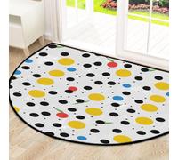 Mexpekil Tapis de porte demi-lune pour intérieur et extérieur - Motif à pois jaunes et noirs - Demi cercle - Tapis de sol antidérapant - Tapis de sol absorbant - Demi-rond - 100 x 160 cm