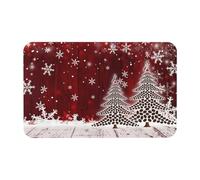 Mexpekil Tapis de porte en bois de Noël, arbre de neige, intérieur et extérieur, antidérapant, absorbant, anti-saleté, tapis de bienvenue lavable, pour cuisine, salle de bain, chambre à coucher - 50 x