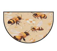 Mexpekil Tapis de porte jaune d'abeille et marguerites - Demi lune - Tapis d'intérieur et d'extérieur antidérapant - Lavable - Absorbant la saleté - Demi rond - 100 x 160 cm