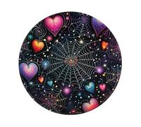 Mexpekil Tapis de souris Galaxy Neon Heart avec base en caoutchouc antidérapant, petit tapis de souris rond avec bords cousus, accessoires de bureau pour le travail et les jeux, 20,3 cm