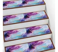 Mexpekil Tapis d'escalier antidérapant en marbre liquide violet cyan bleu