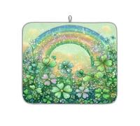 Mexpekil Tapis égouttoir à vaisselle absorbant et antidérapant pour égouttoir, tasses, poêles, vert arc-en-ciel, 40,6 x 45,7 cm