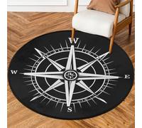 Mexpekil Tapis rond motif boussole pour salon, tapis de sol lavable avec envers antidérapant, 92 cm de diamètre, décoration d'intérieur moderne