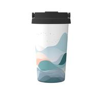 Mexpekil Tasse à café isotherme de voyage avec couvercle anti-fuite lignes simples vagues pour boissons chaudes 500 ml