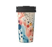 Mexpekil Tasse à café isotherme de voyage avec couvercle étanche à taches d'encre colorées pour boissons chaudes 500 ml